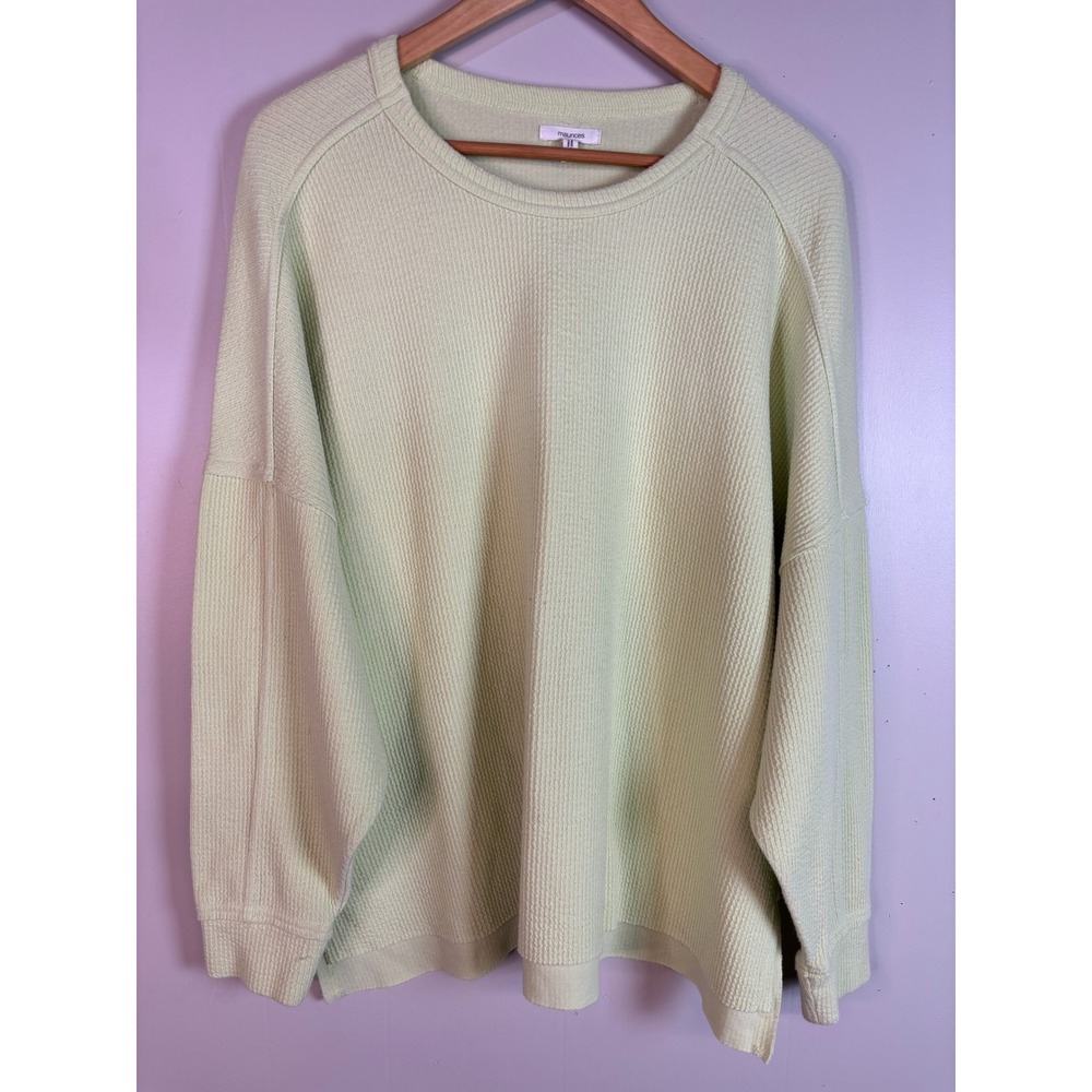 Maurices Knit Top XXL Bright Green Ribbed Knit Drop Shoulder T-Shirt Womens